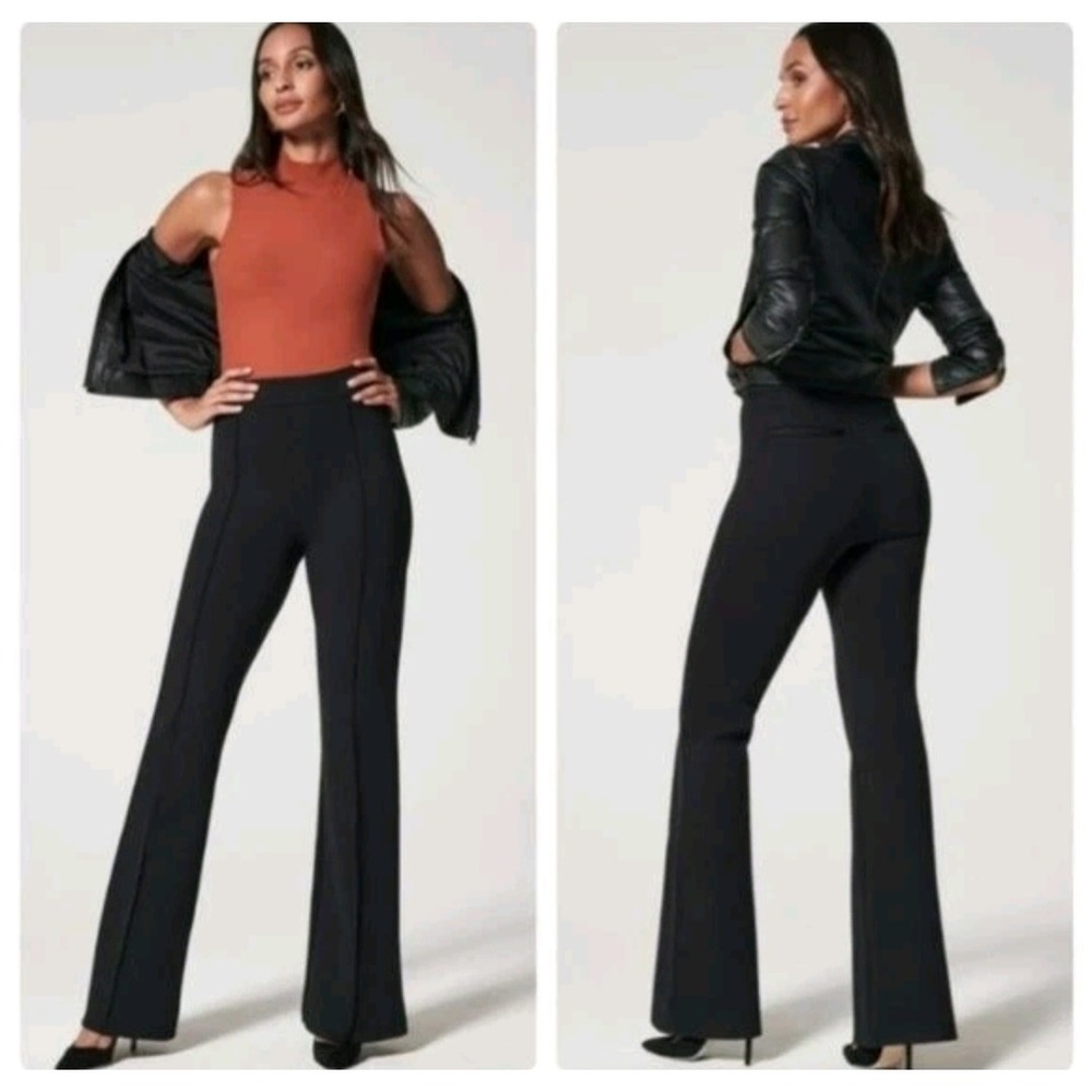 Spanx The Perfect Pant Hi-Rise Flare Ponte Black 20252Q M Petite Pull On 176